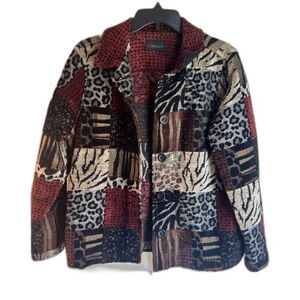 Ala Carte Animal Print Mixed Media Jacket‎ Blazer Women's Size Medium